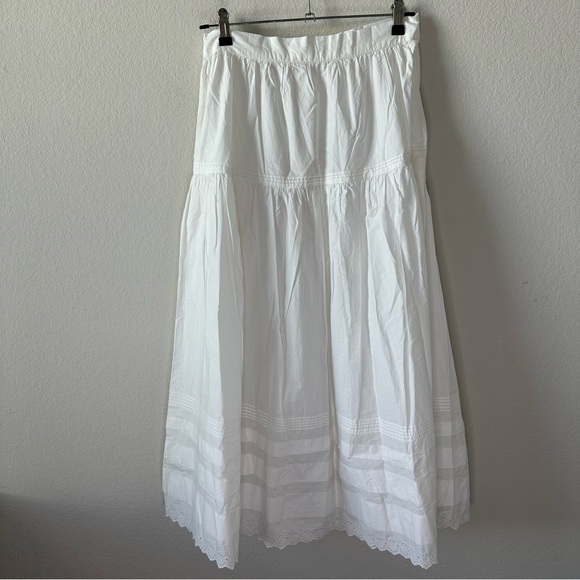 NWT DOEN Sebastiane Tiered Powder White Organic Cotton
Poplin Maxi Skirt SZ M - Picture 7 of 8